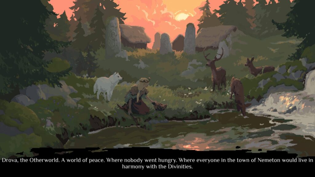 Drova, the Otherworld. A world of peace. Where nobody went hungry. Where everyone in the town of Nemeton would live in harmony with the Divinities.